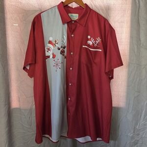 Hawaiian Shirts Shirt Mens 3XL Red Christmas Santa Short Sleeve Button-Up